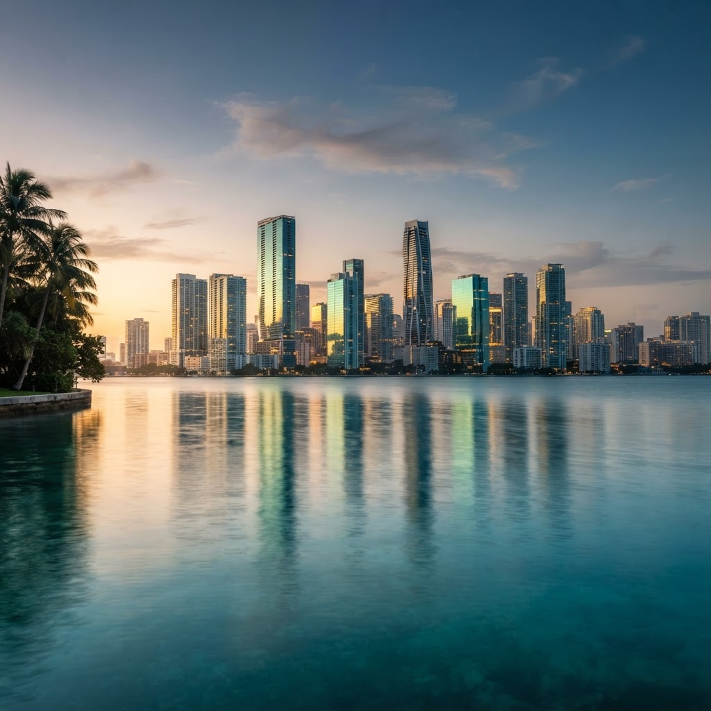 Downtown Miami skyline along Biscayne Bay